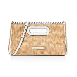 MICHAEL Michael Kors Rosalie Straw Clutch Crossbody Purse EUC